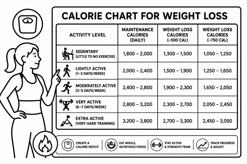 Calorie Chart for Weight Loss: Daily Calorie Targets Explained